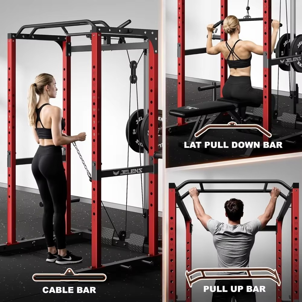 Home Gym Equipment Set - S21 Power Cage, Rack Multifuncional Ajustable,